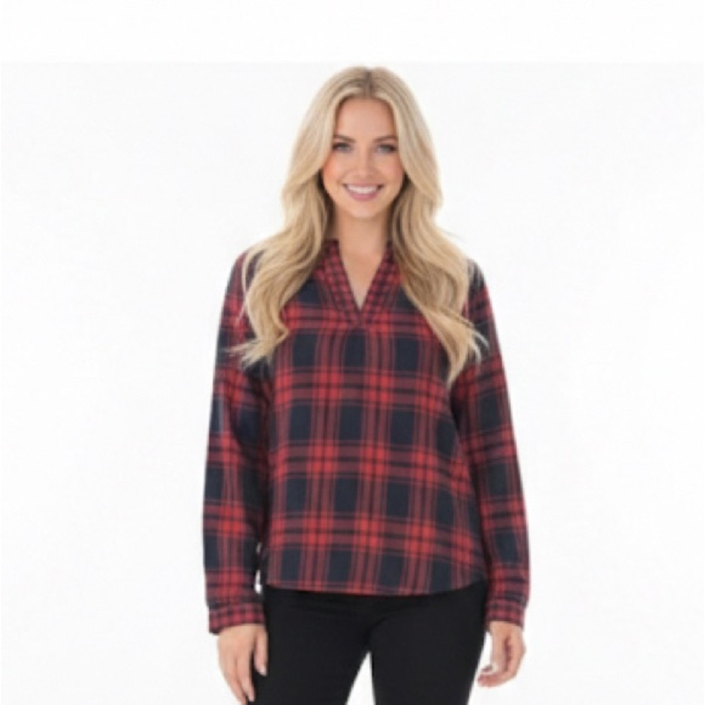 NSR size medium red & blue plaid hi low top